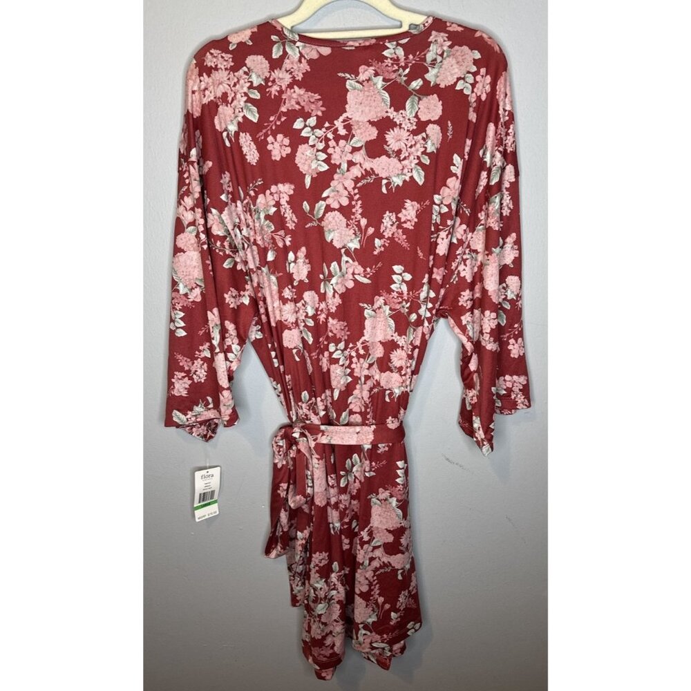 New Flora Large Floral Robe Red - Picture 2 of 5